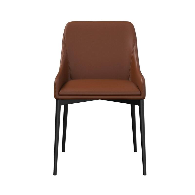 Black/Cognac Brown Faux Leather Upholstered Metal Frame Dining Chair, Set of 2, Sturdy Dining Chair for Dining Rooms - 19