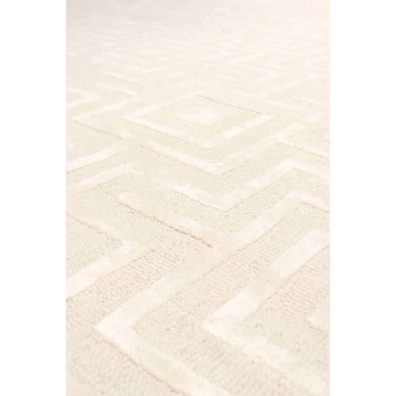 Pasargad Home Edgy Hand-Tufted Ivory BSilk & Wool Area Rug