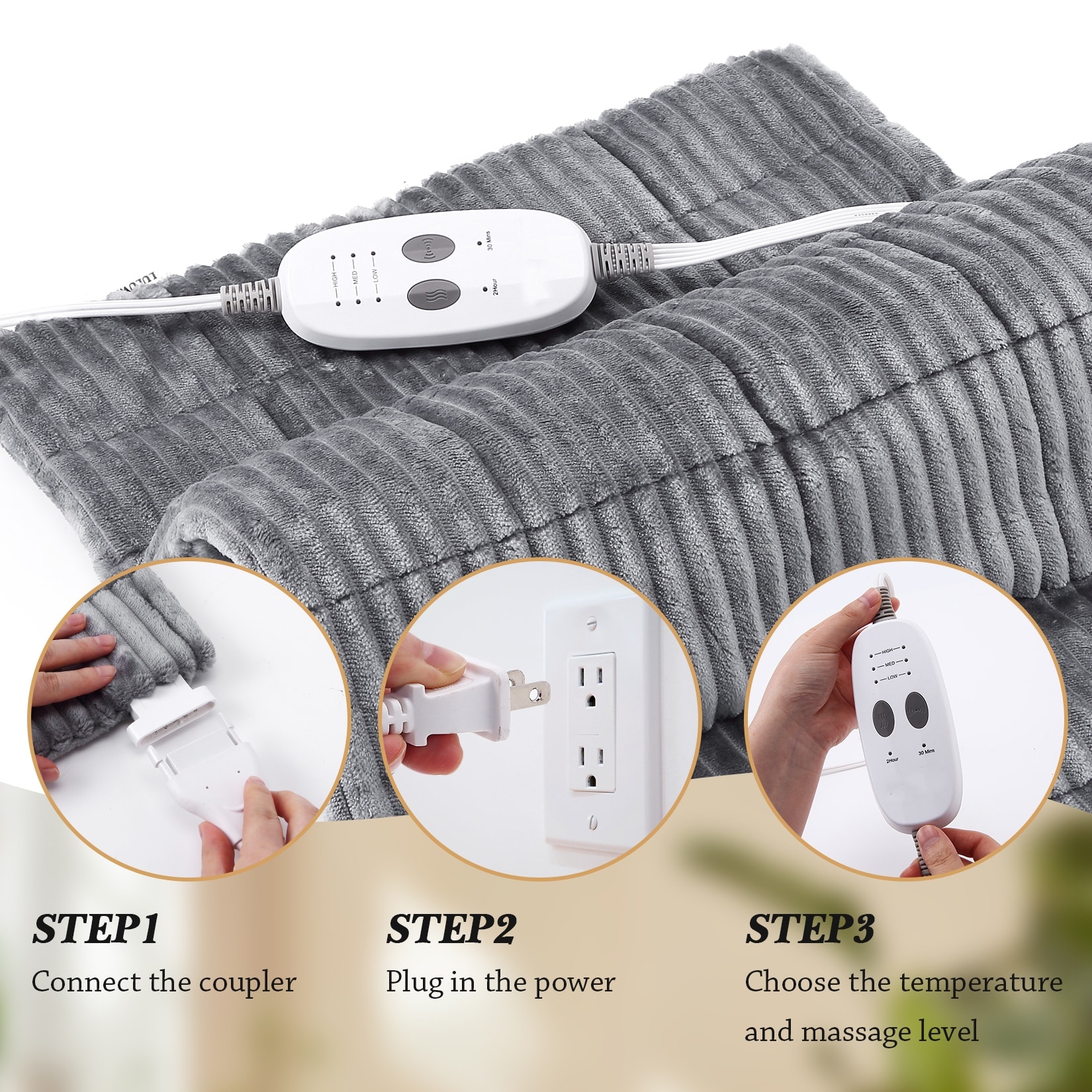 Weighted Heating Pad with Massager Electric Heating Pad for Back, 3 Heating  Levels & 3 Massage Types, 12" x 24" - Bed Bath & Beyond - 39873235