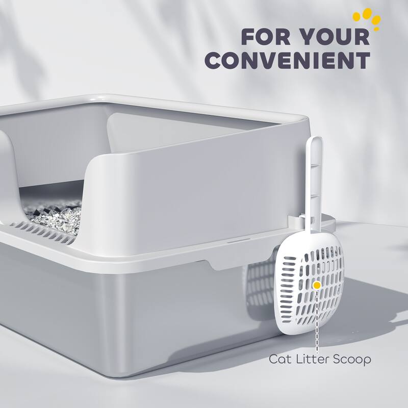 PawHut Stainless Steel Litter Box, XL Enclosed Cat Litter Box with High Side, Scoop, Easy Cleaning & Anti-Urine Leakage