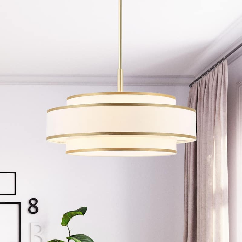 GetLedel 5-Light Double Shaded Dimmable Drum Chandelier