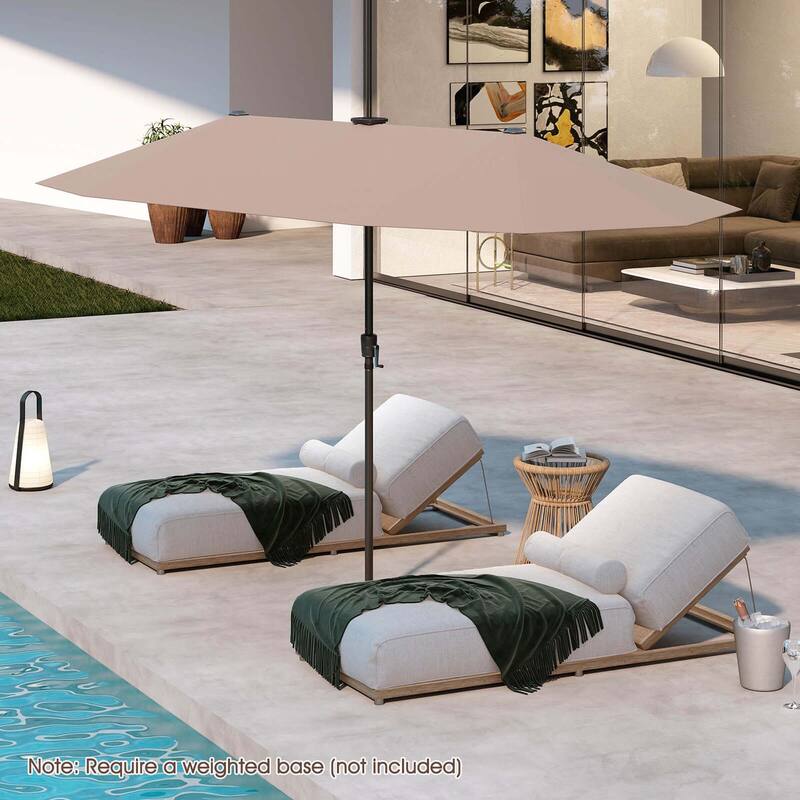 Costway 13 FT Large Patio Umbrella with LED Solar Lights Crank Handle