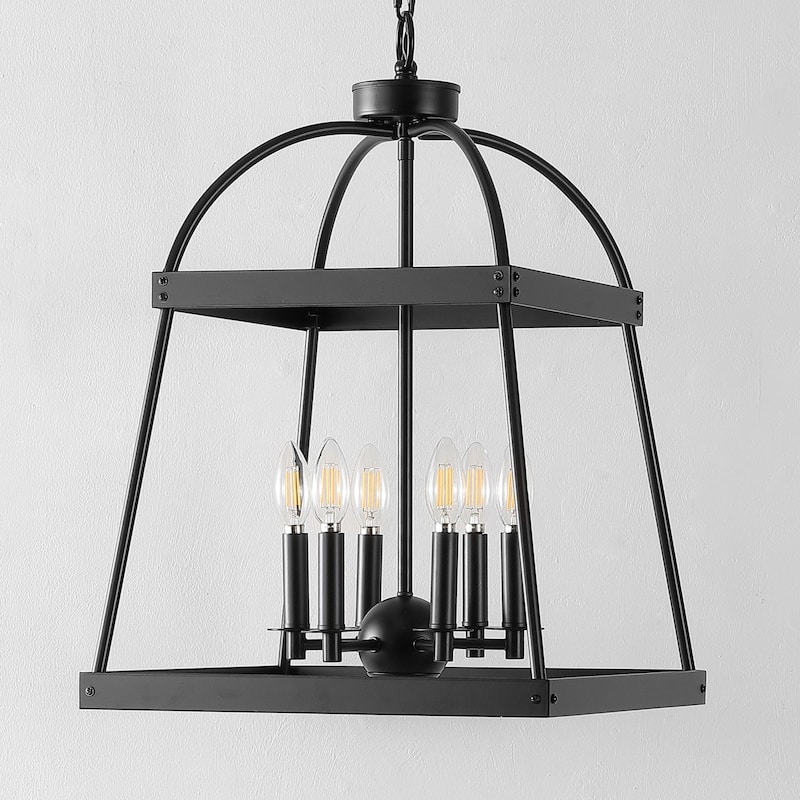 SAFAVIEH Lighting Luzie 86" Traditional Chandelier (6-Bulb) - 16" W x 16" D x 86" H - Black