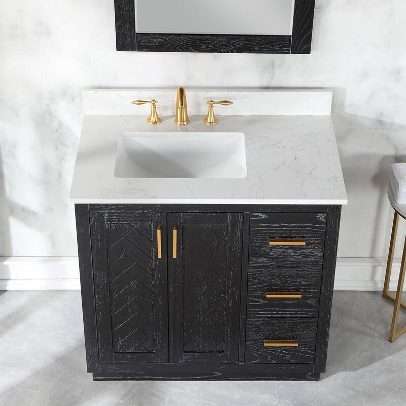 Altair Gazsi Bathroom Vanity with Composite Stone Countertop without Mirror