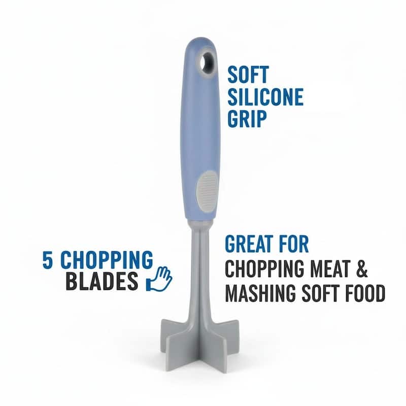 Handy Housewares 10-Inch Soft Grip Handle Meat Chopper / Food Masher