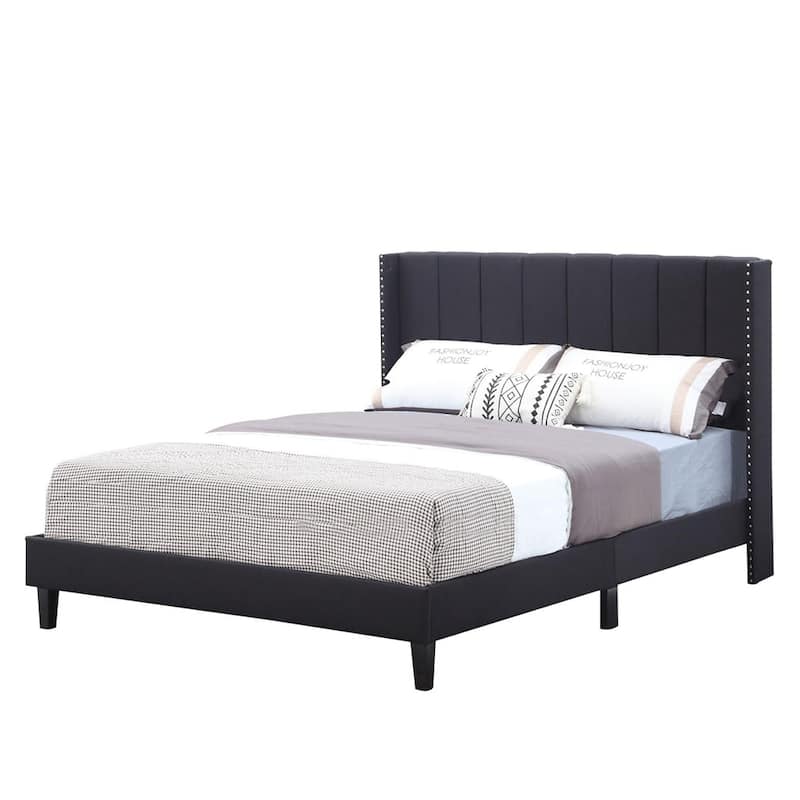 Bed Frame Set, Beds Headboard with Wings & Platform & Slats,