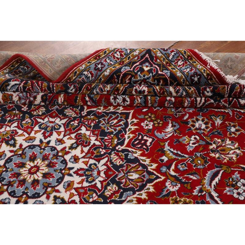Floral Red Kashan Turkish Area Rug Machine Made Carpet - 9'6" x 12'6"