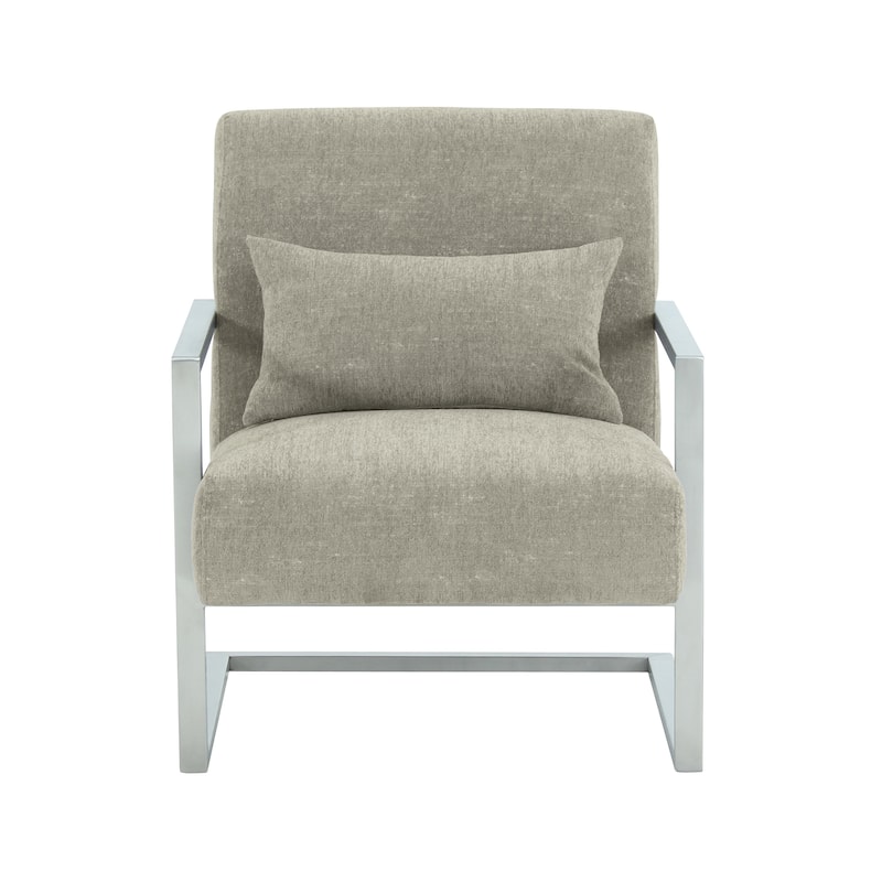 Skyline Modern Upholstered Accent Arm Chair in Gray Linen
