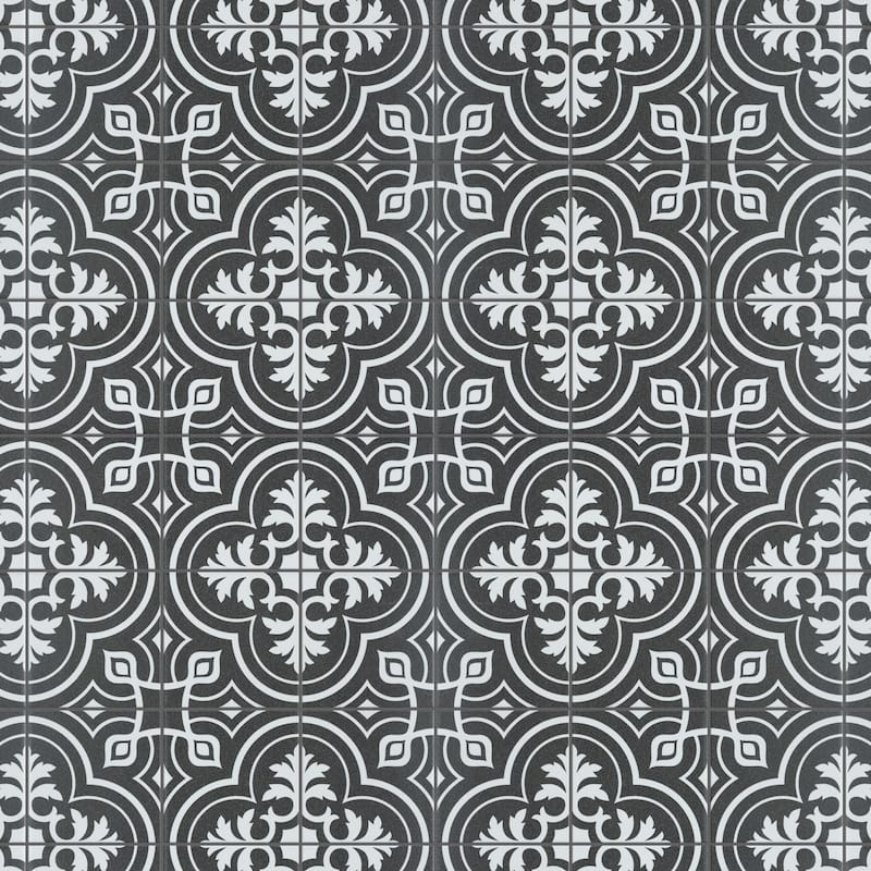 Merola Tile Harmonia Vintage Black 13" x 13" Ceramic Floor and Wall Tile