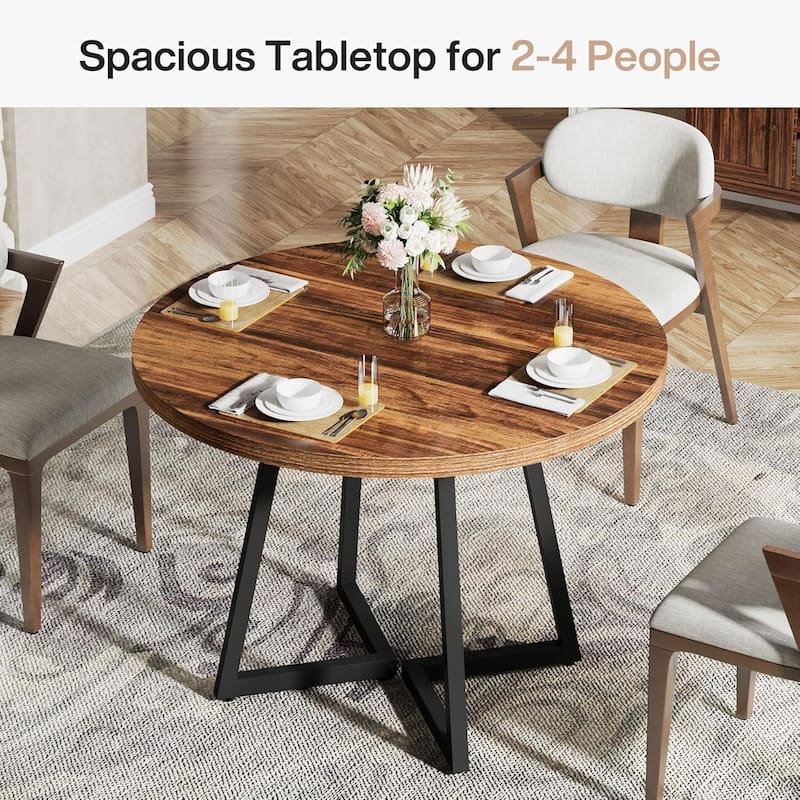 31.5” Square Dining Table for 4 with Metal Base for Dining Room