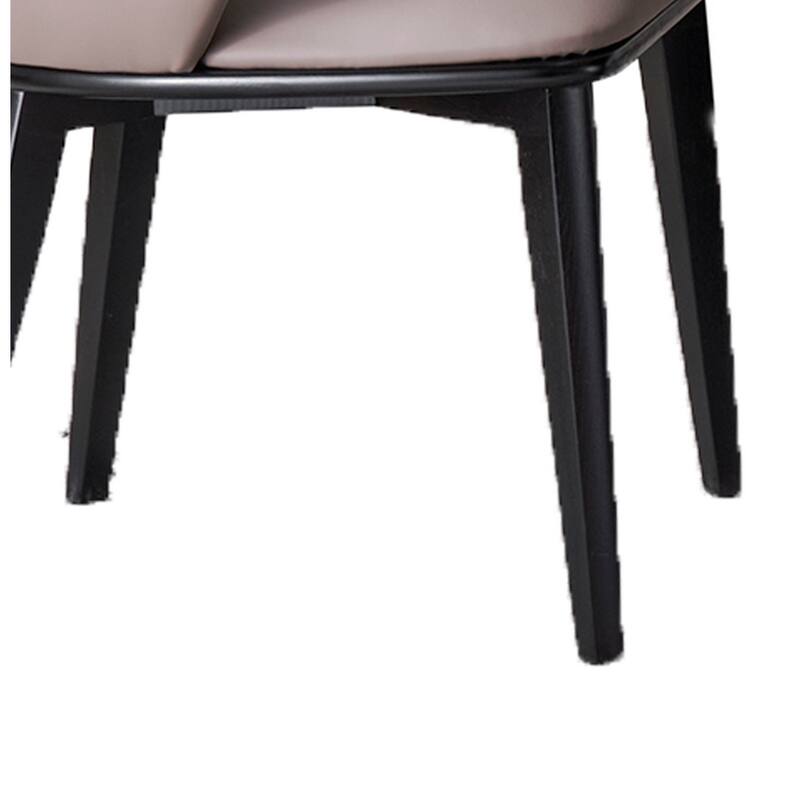 Mry 23 Inch Dining Chair Set of 2, Padded Tall Back, Beige Faux Leather