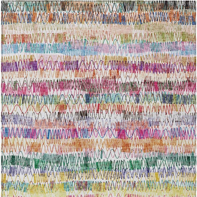 HomeRoots Striped Transitional Rectangle Outdoor Rug