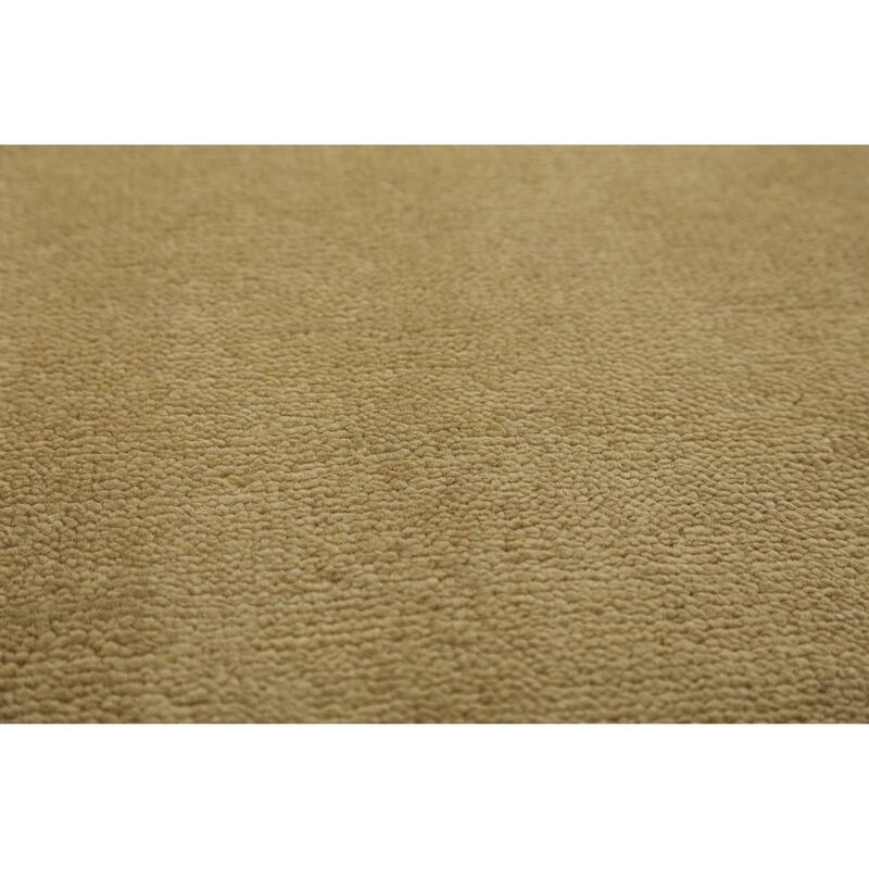 Hand Knotted Oriental 100% Wool Carpet Modern Solid Yellow & Gold Gabbeh Runner Rug - 10' 0'' X 3' 0''
