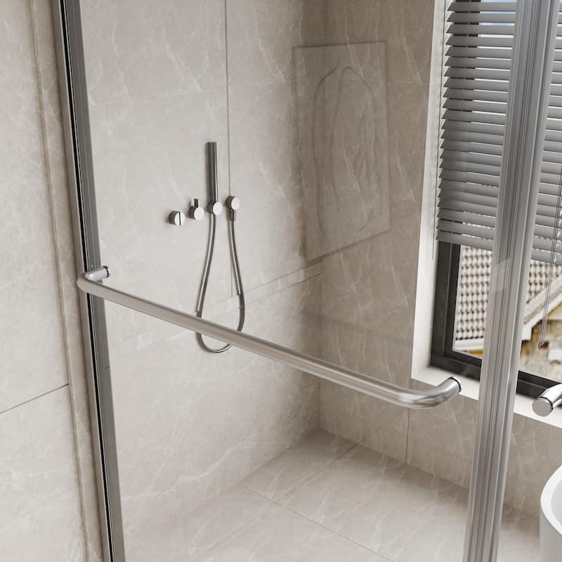 45''/54''W x 70'' H Glass Double Sliding Shower Door in Black/Chrome