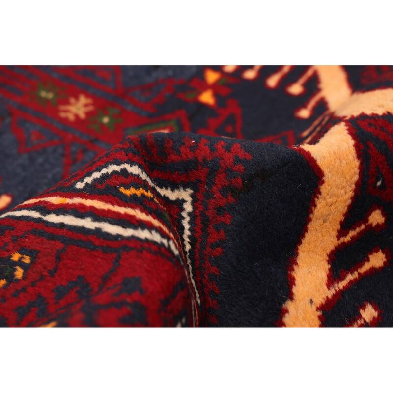ECARPETGALLERY Hand-knotted Baluch Red Wool Rug - 3'3 x 5'7