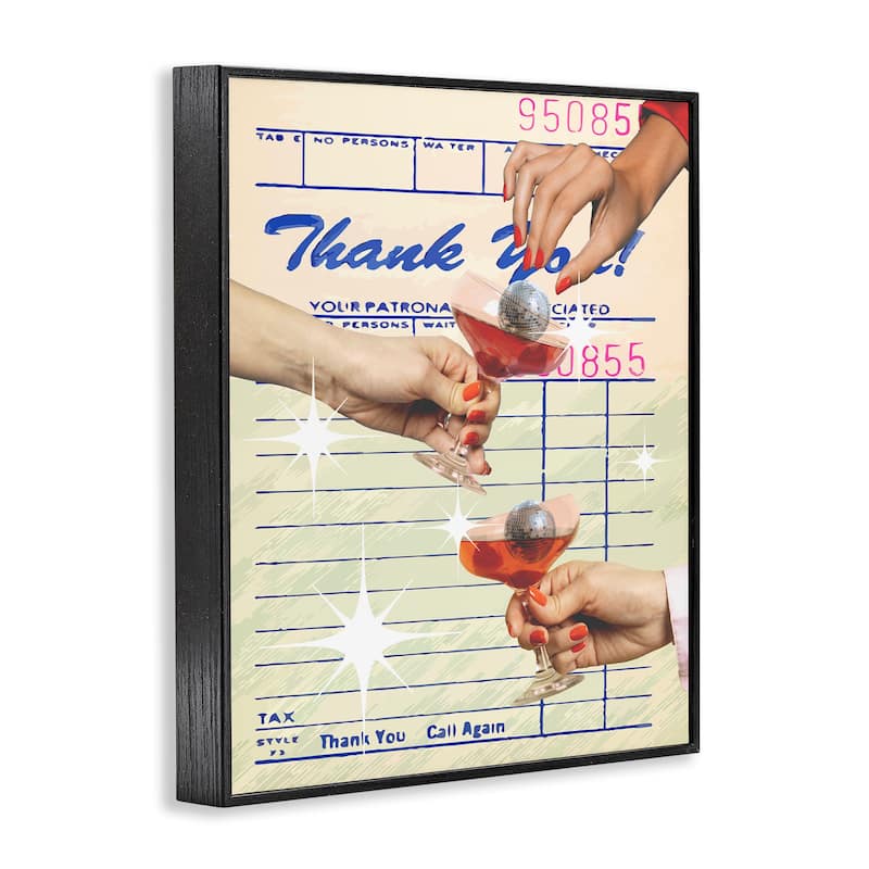 Stupell Drink Cheers Restaurant Check Framed Giclee Art Design By Lil' Rue