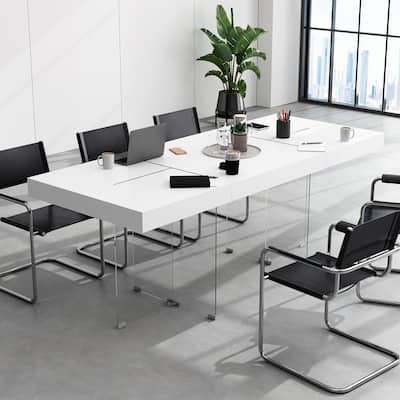 VersaTable Meeting Table with Tempered Glass Leg for Dining and Office
