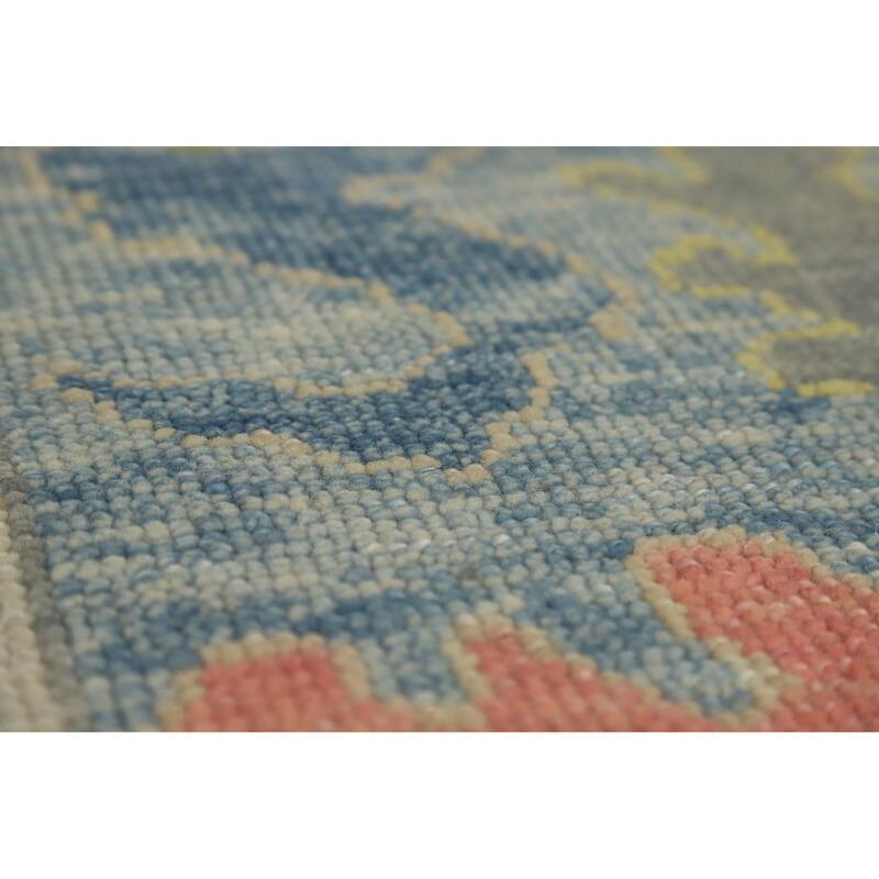 Hand Knotted Oriental 100% Wool Carpet Transitional All-Over Navy Blue & Blues Oushak Area Rug - 12' 9'' X 9' 4''