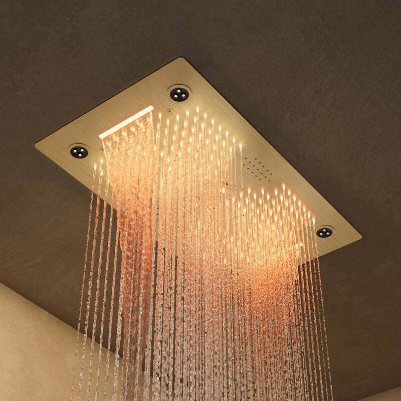 GRANDJOY LED Shower System 28" Luxury Shower Head with 6 Body Jets