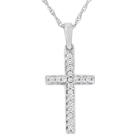 .925 Sterling Silver 1/4ct TDW Lab-Grown Diamond Cross Pendant Necklace (F-G ,VS2-SI1)