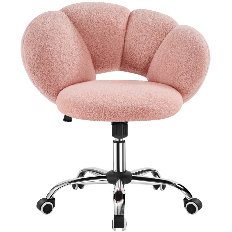 Yaheetech Upholstered Desk Chair Rolling Computer Chair with Cloud-shaped Backrest