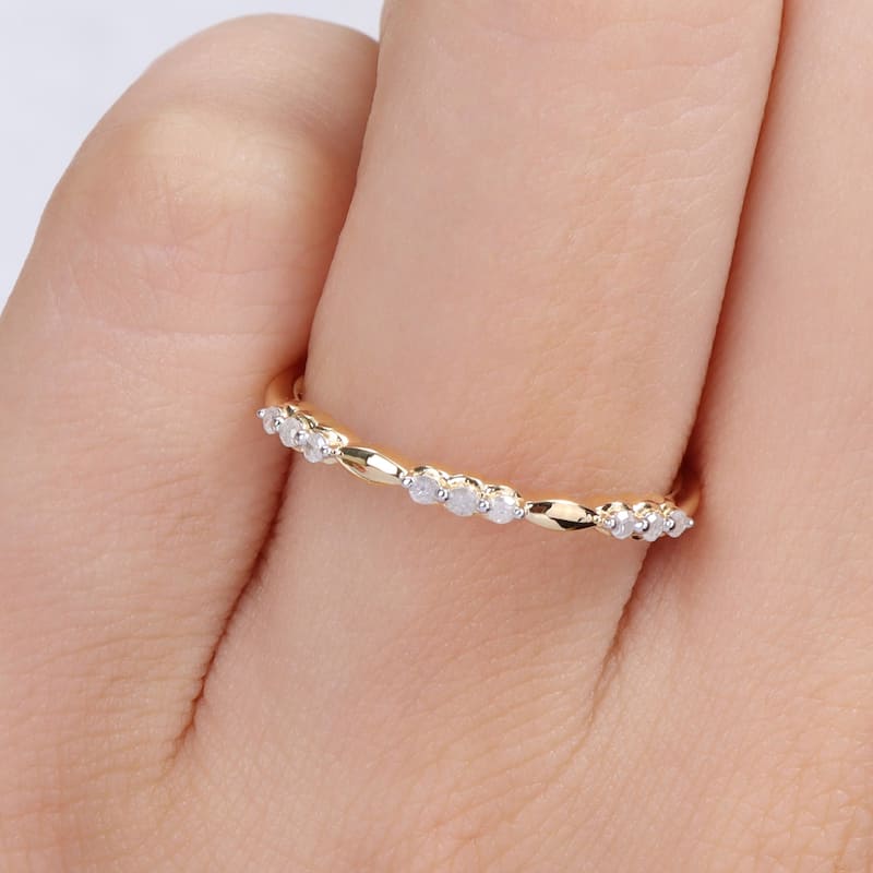 Miadora 1/10ct TDW Diamond Stacking Semi-Eternity Ring in Yellow Plated Sterling Silver
