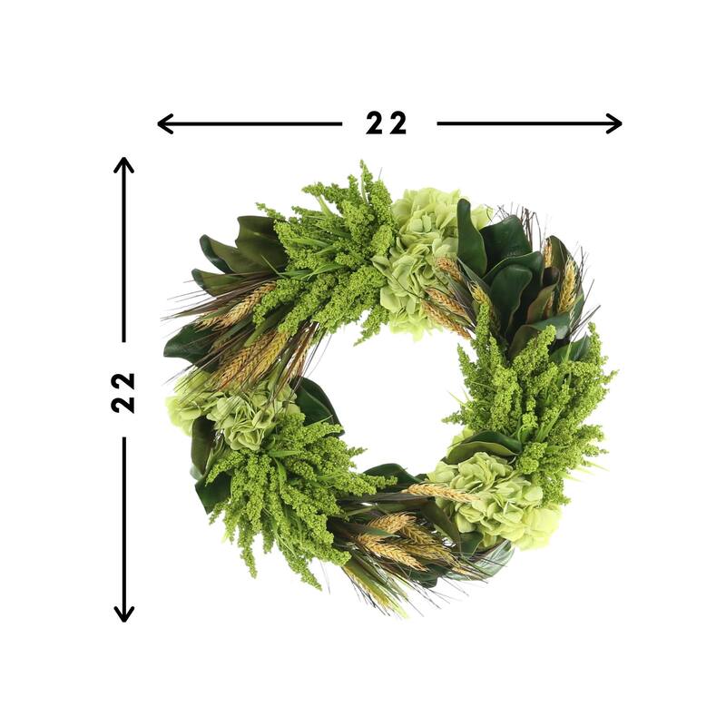 22" Grapevine Wreath with Heather, Wheat and Hydrangeas