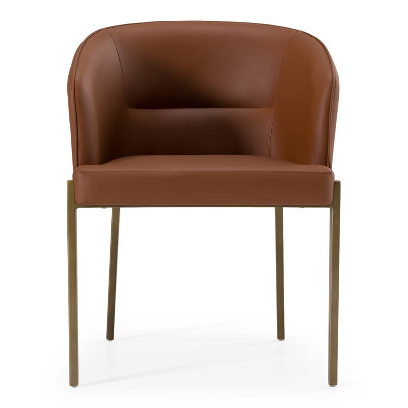 Modrest Aragon Modern Brown Vegan Leather & Brass Dining Chair