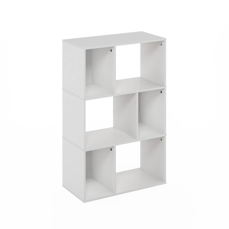 Furinno Daly 6-Cube Irregular Cubes Bookcase, Bookshelf, Storage Organizer, Espresso - White