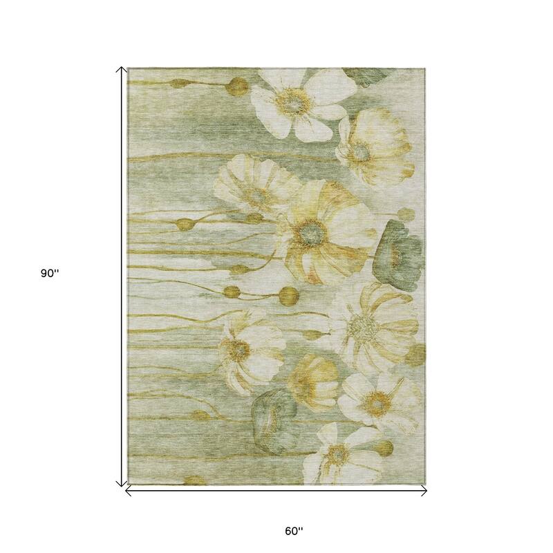 HomeRoots Floral Transitional Rectangle Outdoor Rug