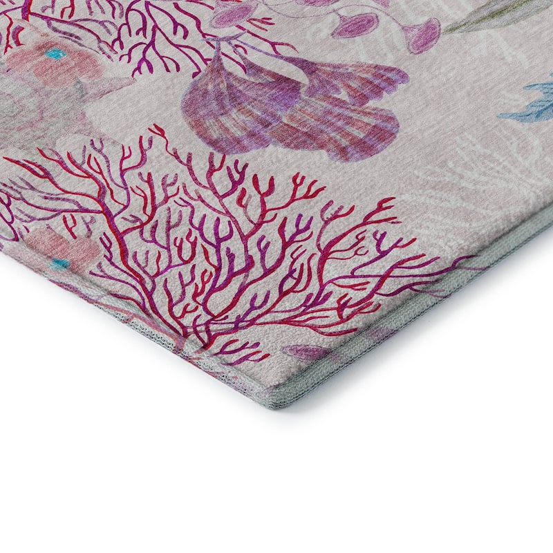Premium Washable Super Soft Coral Starfish Coastal Mayfield Rug