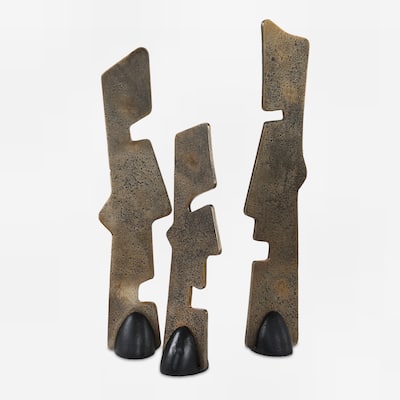 Abstract Geometric Silhouette Sculptures - 18" - Bronze Finish - Set of 3