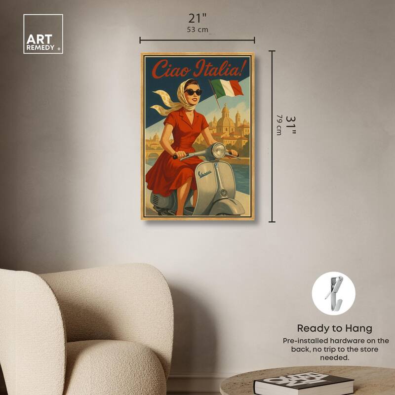 Scooter Italian Travel Canvas by Art Remedy