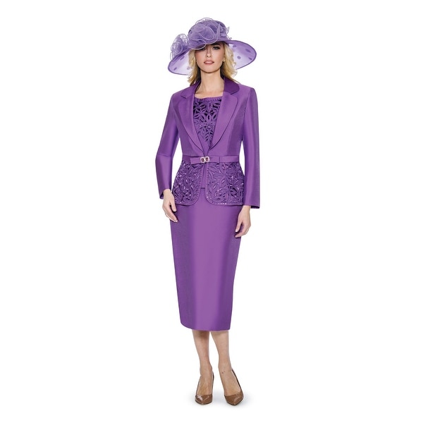 Giovanna Collection Women's Cutout & Beading Embellished 3-piece Skirt Suit