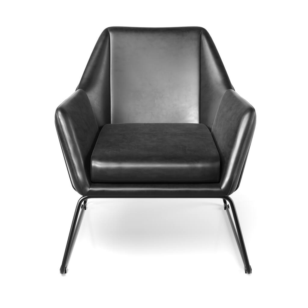 Caine Vegan Leather Accent Chair with Black Powder Coated Sled Base