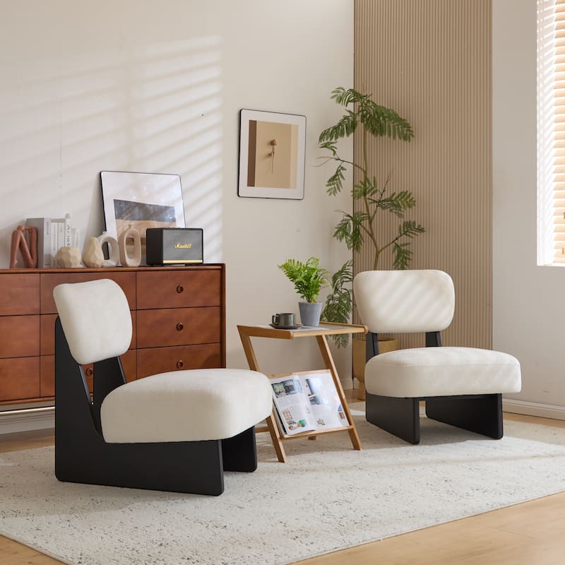 Christopher Knight Home -Vincent Minimalist Polyester Upholstered Lounge Chair （Set of 2） - Black+White