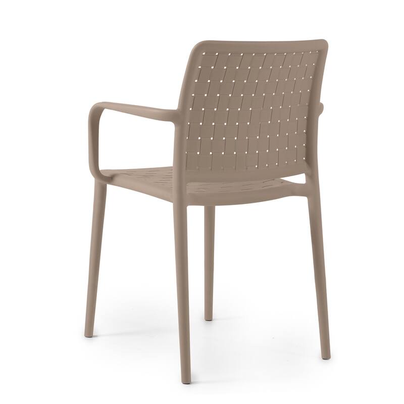 WRGHOME Modern Stacking Patio Dining Armchair Indoor/Outdoor (Set of 2) - 33.15'' H X 22.44'' W X 21.65'' D