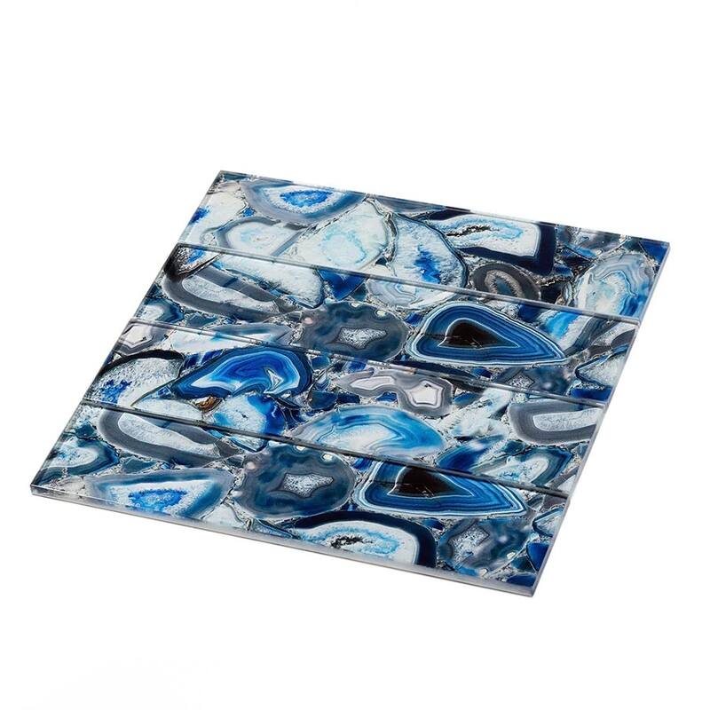 Apollo tile 3" x 12" Carnelian Glossy Sea Blue Glass Tile (5 sq ft/case) - 20 Pack