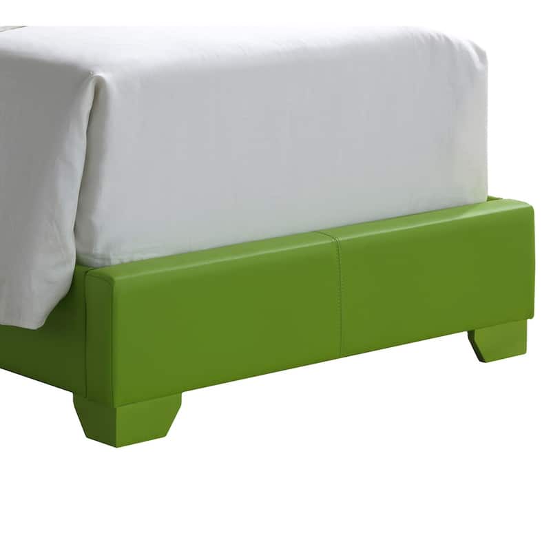 Faux Leather Upholstery Bed, Space-Saving - Green