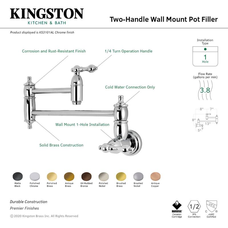 Kingston Brass Kitchen 'Pot Filler' Chrome-plated Faucet