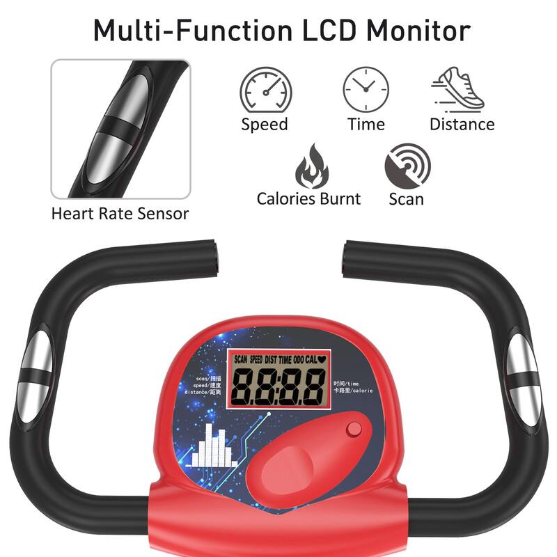 Soozier Folding Upright Training Stationary Indoor Bike with 8 Levels of Magnetic Resistance for Aerobic Exercise