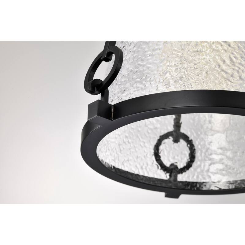 Valentine Small Pendant Black Finish Hammered Glass