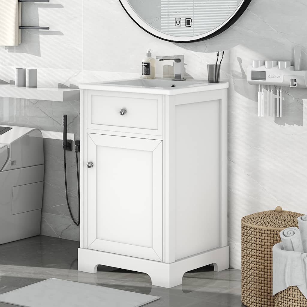 Merax Small Bathroom Vanity with Ceramic Sink