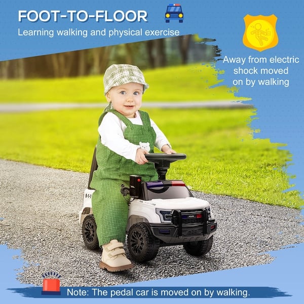 slide 2 of 10, Imaginative Play Kids Ride On Police Car with Built in PA System Anti Tip and Storage Be Used for Toddlers Outdoor Adventures White