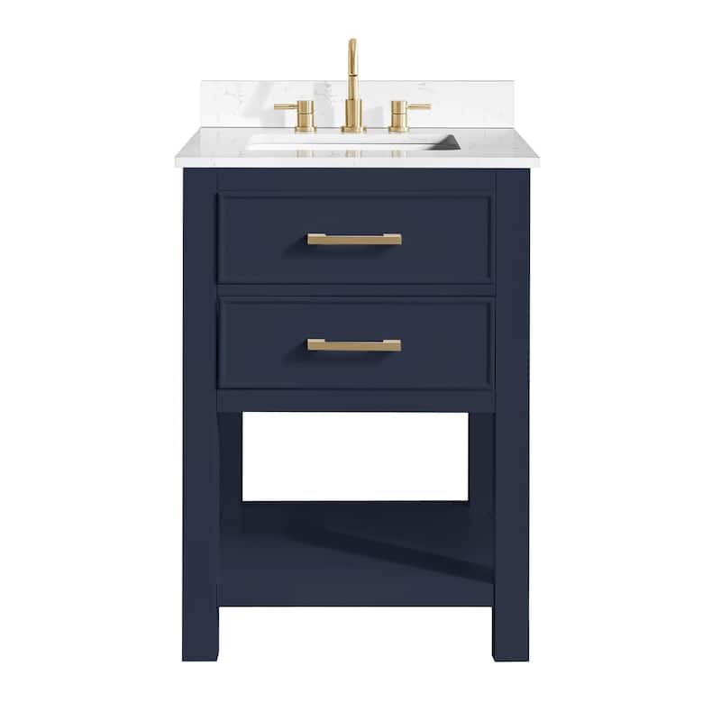 Avanity Brooks 25 in. Vanity in Navy Blue finish and Cala White Engineered Top
