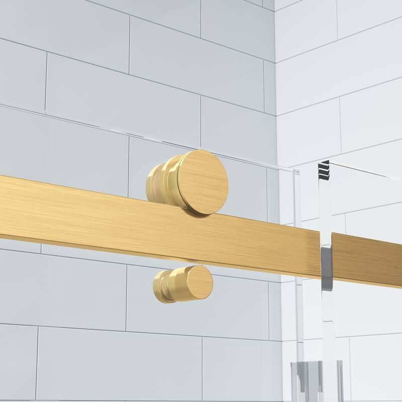 FELYL 44-48" W × 76" H Single Sliding Frameless Shower Door with Heat Soaking Process and Protective Coating Clear Glass