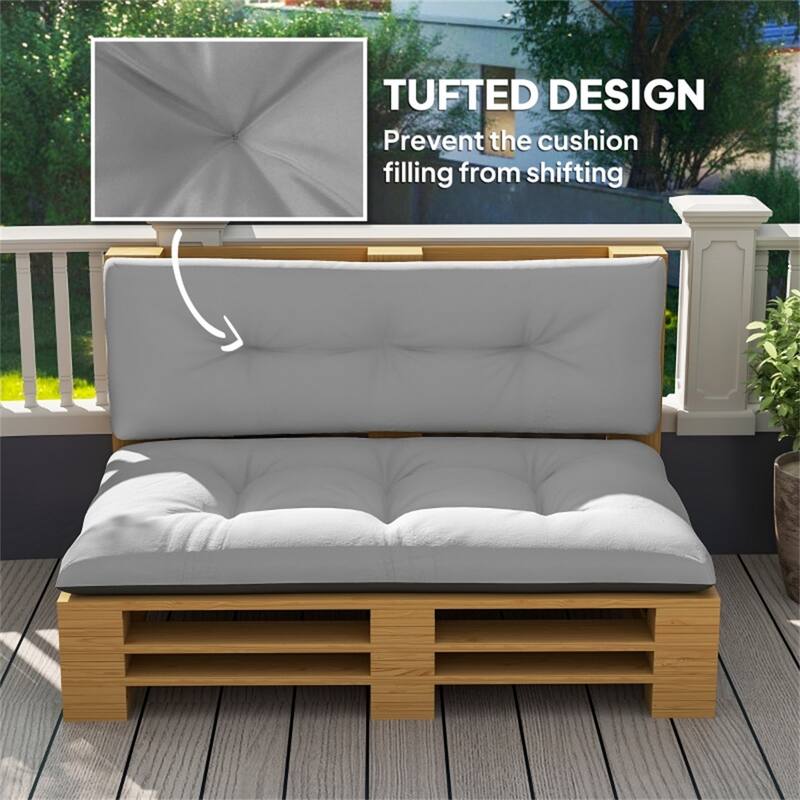 Two Piece Outdoor Indoor Bench Cushion Set Seat and Back 47 Inch Polyester Tufted Cushions - 47.2" L x 30.3" W x 3.9" H