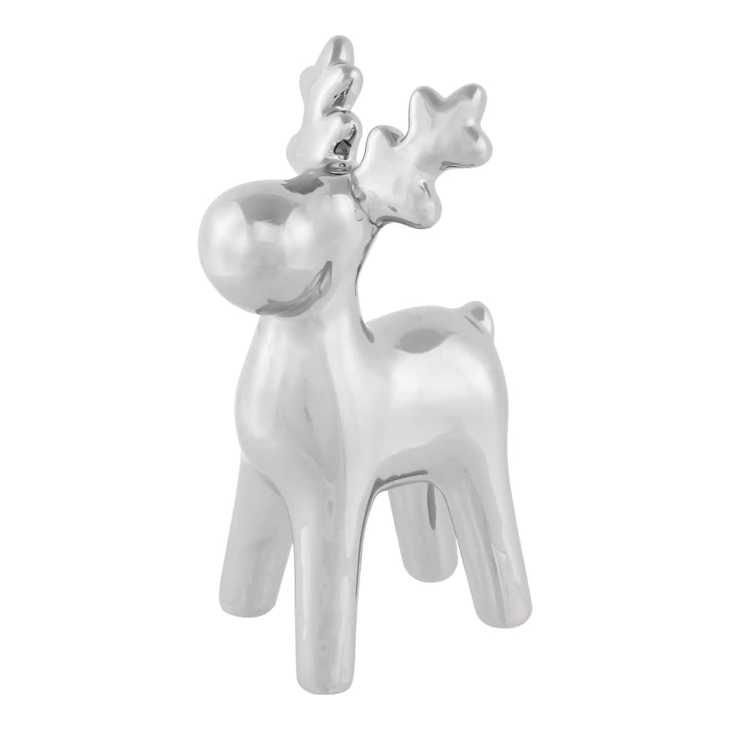 7" Silver Ceramic Moose Christmas Figure
