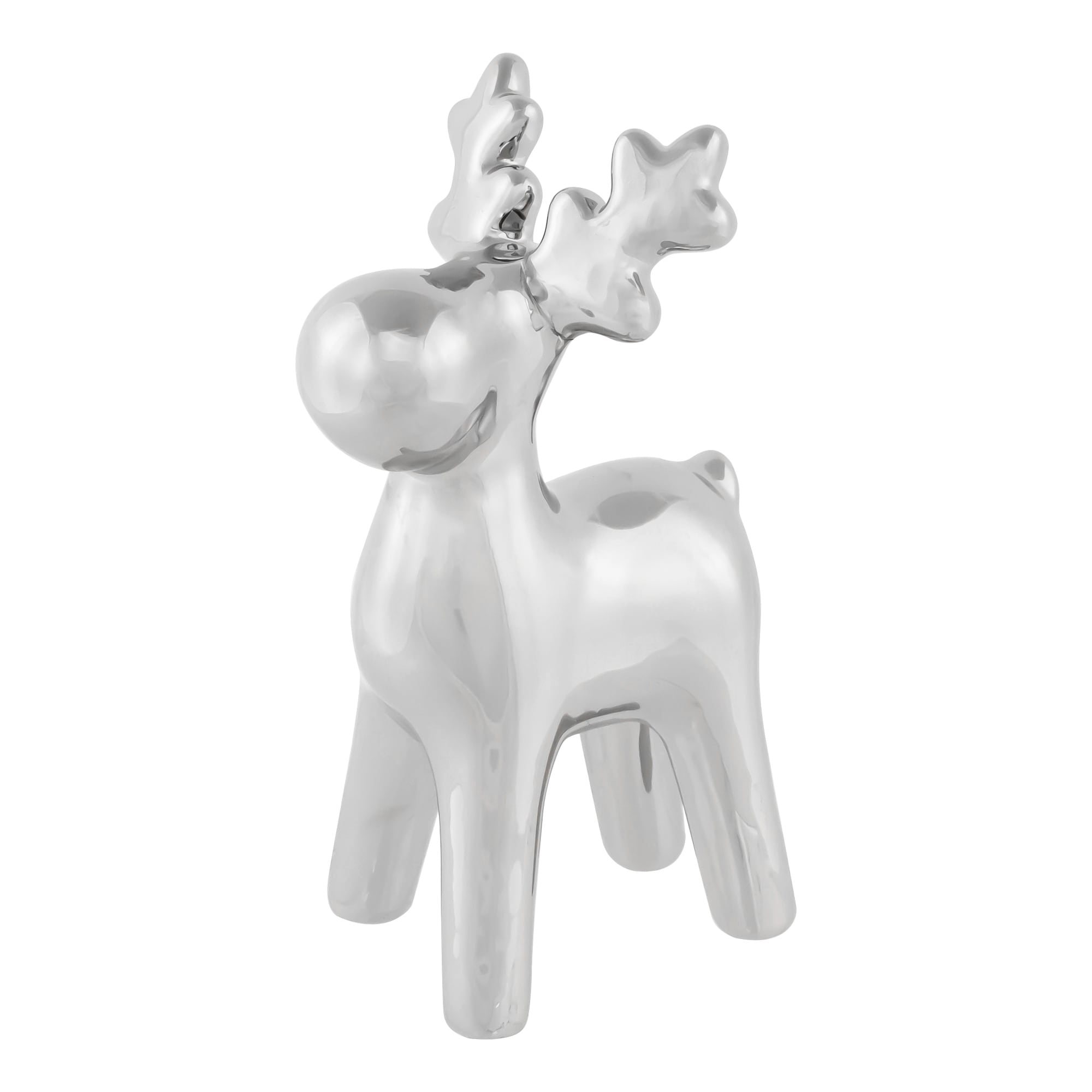 7" Silver Ceramic Moose Christmas Figure