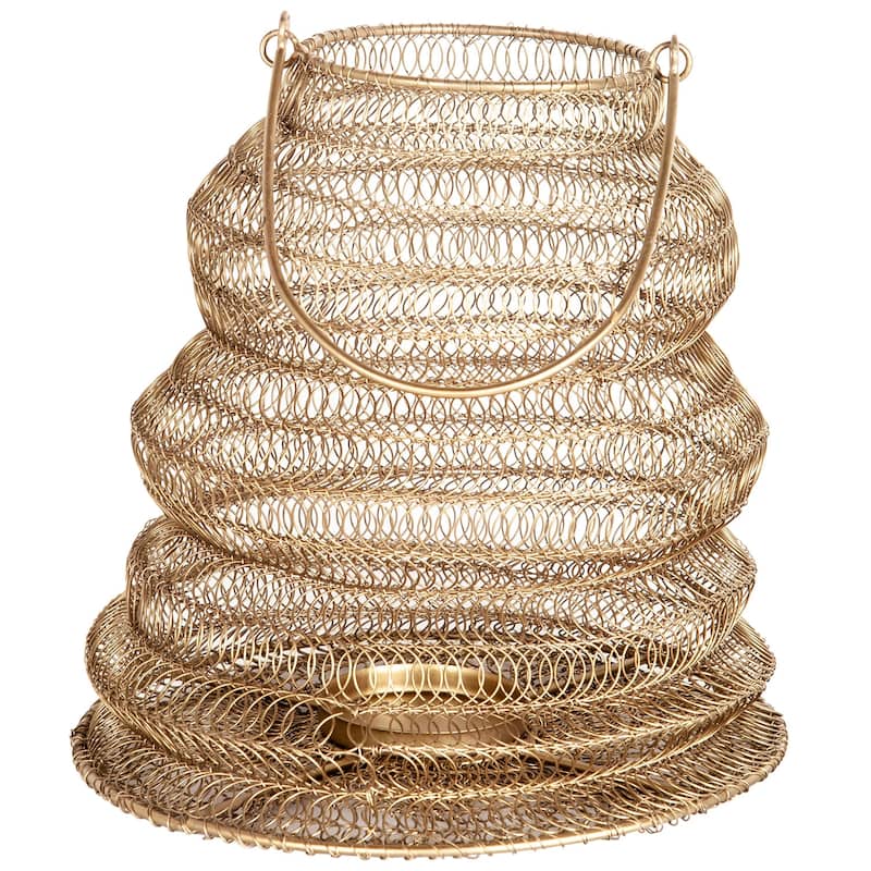 Gold Iron Mesh Hanging Lantern by East at Main